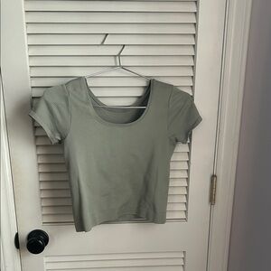 Athleta Sage Green Ribbed Crop Top